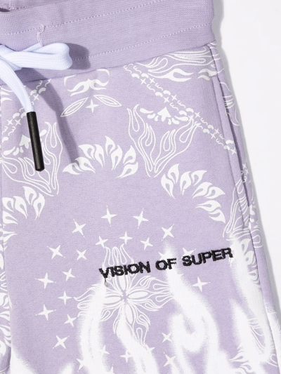 Shop Vision Of Super Bandana-print Cotton Shorts In Purple