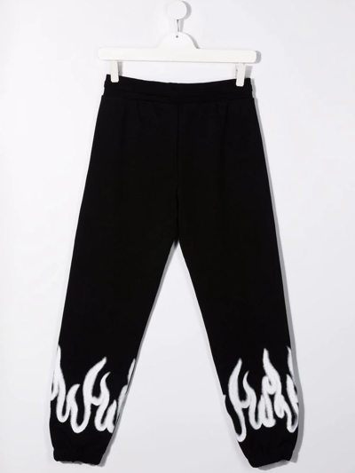 Shop Vision Of Super Teen Spray-flame Track Pants In Black