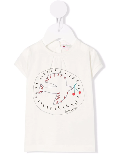 Shop Bonpoint Bird Print T-shirt In White