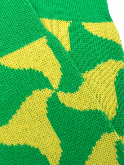Shop Bottega Veneta Patterned Cashmere Socks In Green