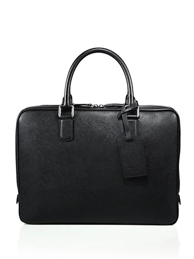 Giorgio Armani Saffiano Leather Briefcase In Black