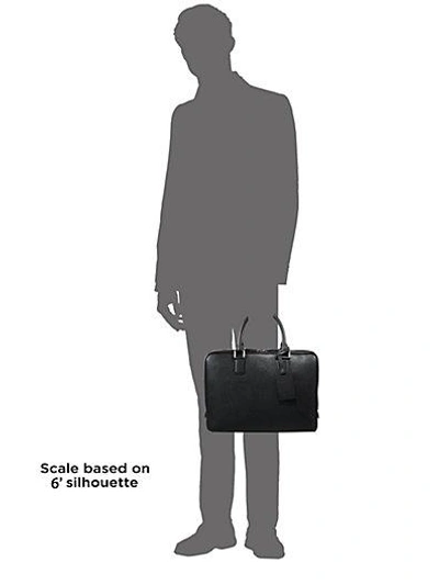 Shop Giorgio Armani Saffiano Leather Briefcase In Black