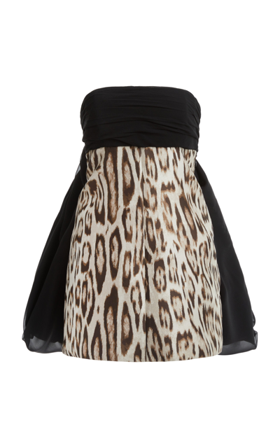 Shop Giambattista Valli Women's Strapless Leopard-patterned Jacquard Mini Dress In Animal