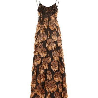 La Doublej Floral-print Flared Maxi Dress In Hibiscus Raffia