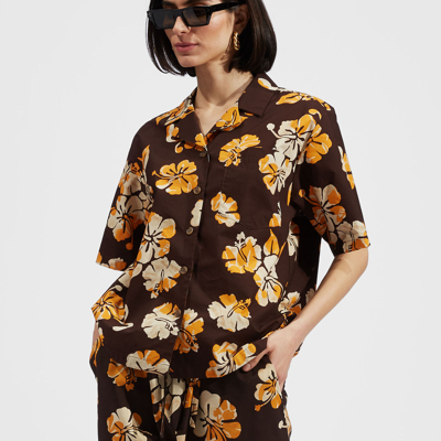 La Doublej Bowling Short-sleeve Shirt In Hibiscus