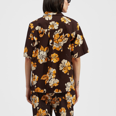 La Doublej Bowling Short-sleeve Shirt In Hibiscus