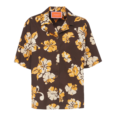 La Doublej Bowling Short-sleeve Shirt In Hibiscus