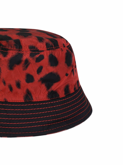 Dolce & Gabbana Leopard-print Bucket Hat In Red