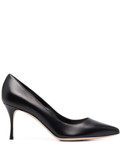 Shop Sergio Rossi Godiva 75mm Polished-finish Pumps In Black