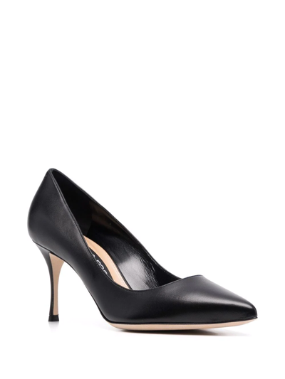 Sergio Rossi Pointed-toe Polished-finish Pumps In Black