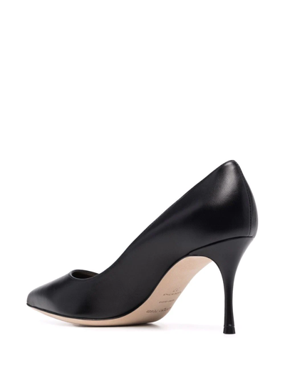 Sergio Rossi Pointed-toe Polished-finish Pumps In Black
