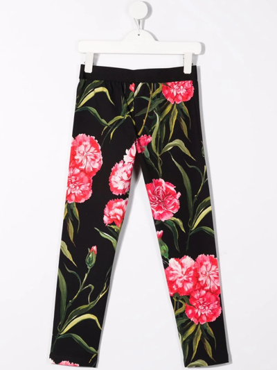 Shop Dolce & Gabbana Logo Floral Print Leggings In Black