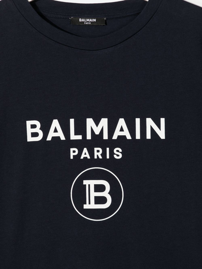 Shop Balmain Teen Logo-print Cotton T-shirt In Black
