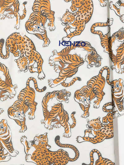 Shop Kenzo Tiger Logo-embroidered Polo Shirt In White