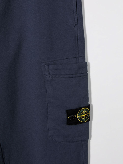 Shop Stone Island Junior Side Logo-patch Track Pants In Blue