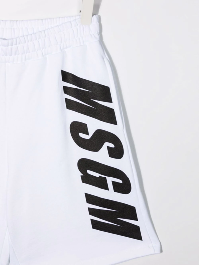 Shop Msgm Teen Logo-print Bermuda Shorts In White