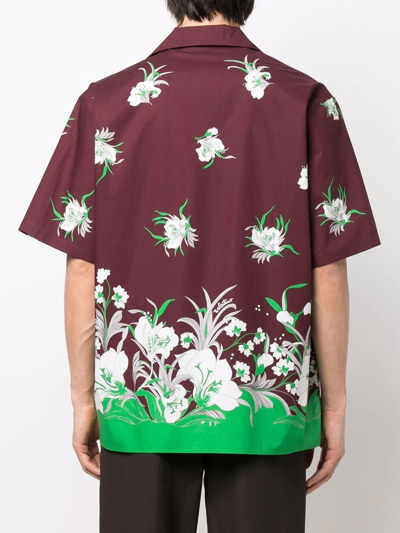 Shop Valentino Floral-print Short-sleeved Shirt In Red