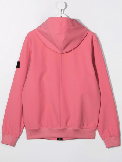 Shop Stone Island Junior Teen Soft-shell Zip-up Hoodie In Pink