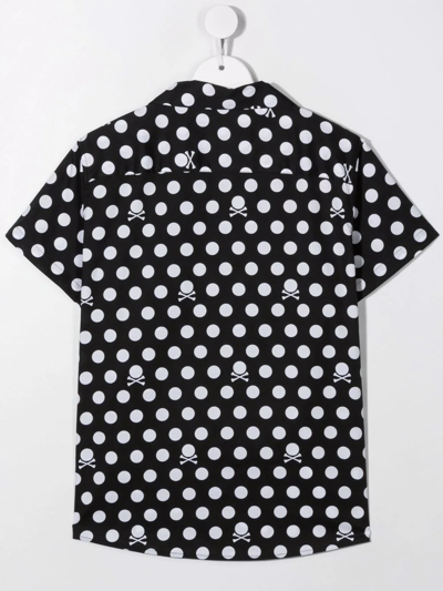 Shop John Richmond Junior Skull Polka-dot Shirt In Black