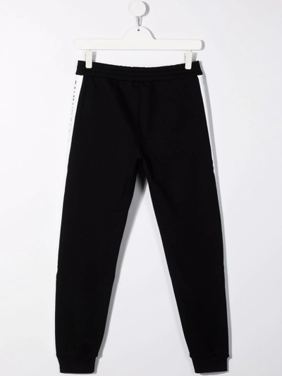 Balmain Teen Logo-tape Cotton Track Pants In Black