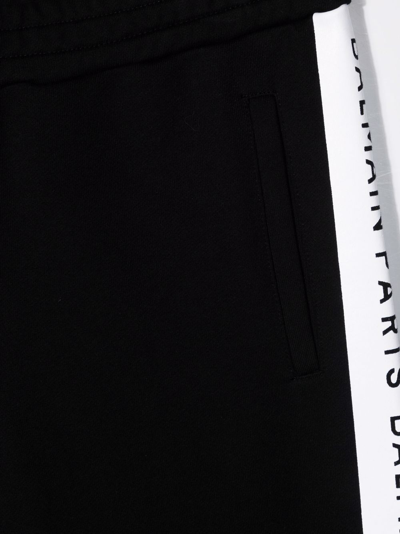 Balmain Teen Logo-tape Cotton Track Pants In Black
