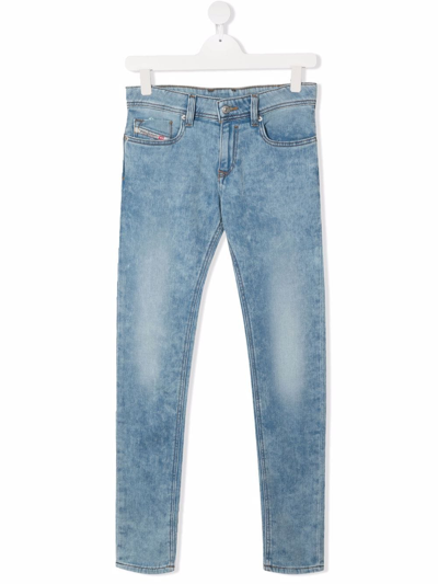 Shop Diesel Teen Slim-cut Jeans In Blue