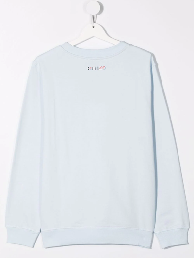 Shop Kenzo Teen Logo Crew-neck Sweatshirt In Blue