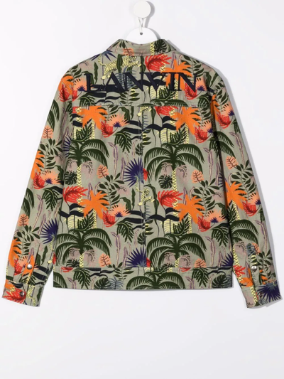 Shop Lanvin Enfant Teen Tropical-print Jacket In Green