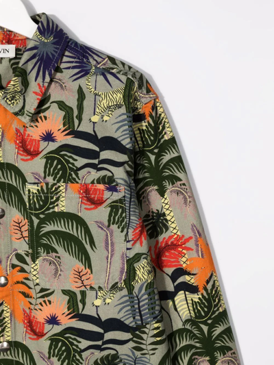 Shop Lanvin Enfant Teen Tropical-print Jacket In Green