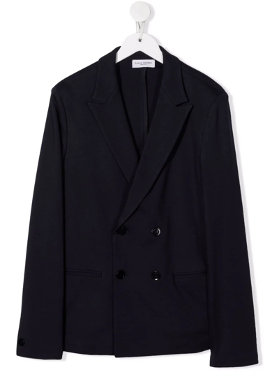 Shop Paolo Pecora Teen Double-breasted Tailored Blazer In Blue