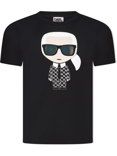 Shop Karl Lagerfeld Teen Karl-print Cotton T-shirt In Black