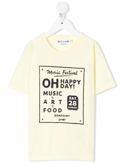 Shop Bonpoint Teen Music Festival Organic Cotton T-shirt In Yellow