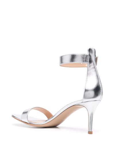 Gianvito Rossi Metallic-effect Leather Sandals In Grey