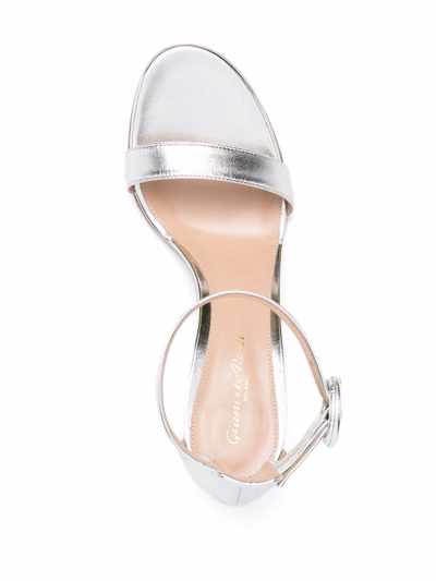 Gianvito Rossi Metallic-effect Leather Sandals In Grey