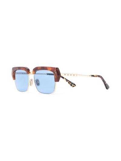 Marni Eyewear Tortoiseshell-effect Square Sunglasses In Blue