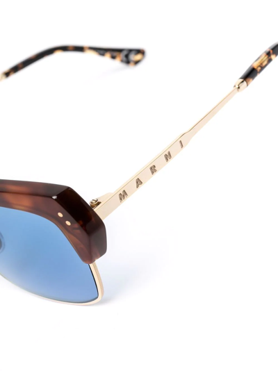 Marni Eyewear Tortoiseshell-effect Square Sunglasses In Blue
