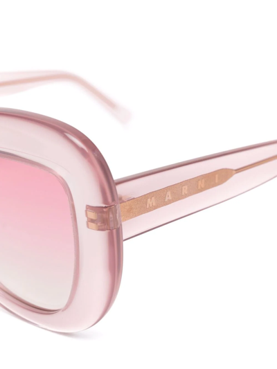 Shop Marni Eyewear Logo Square Tinted Sunglasses In Pink