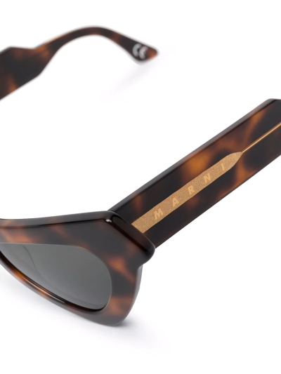 Shop Marni Eyewear Tortoiseshell-effect Cat-eye Sunglasses In Brown