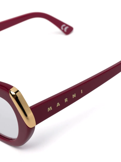 Shop Marni Eyewear Logo Square Glasses In Red