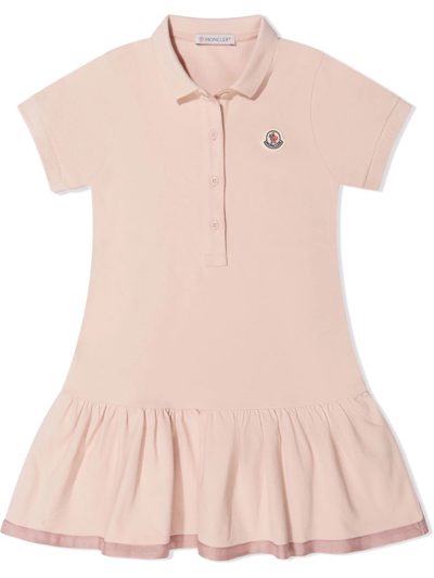 Shop Moncler Peplum Hem Polo Dress In Pink
