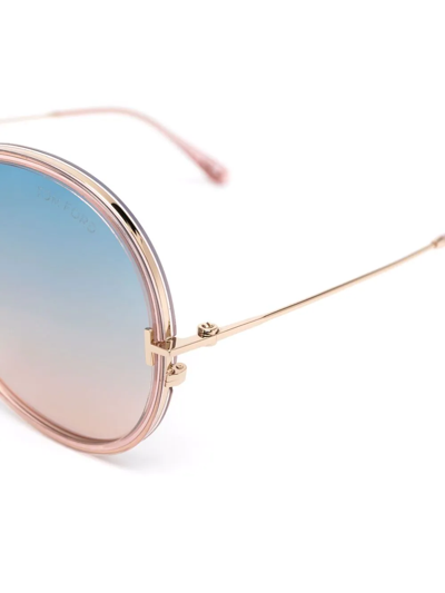 Tom Ford Hunter 58mm Round Sunglasses In Shiny Transparent Powder Pink |  ModeSens