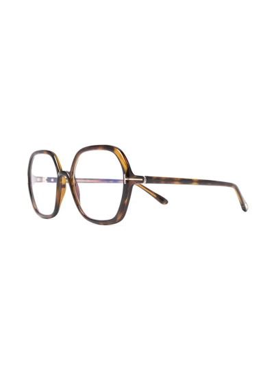 Shop Tom Ford Oversized Round Glasses In Brown