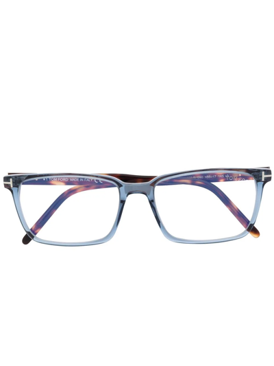 Shop Tom Ford Tortoiseshell-effect Square Glasses In Blue