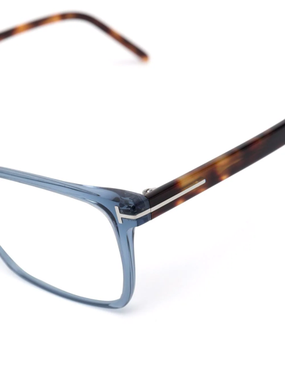 Tom Ford Tortoiseshell-effect Square Glasses In Blue