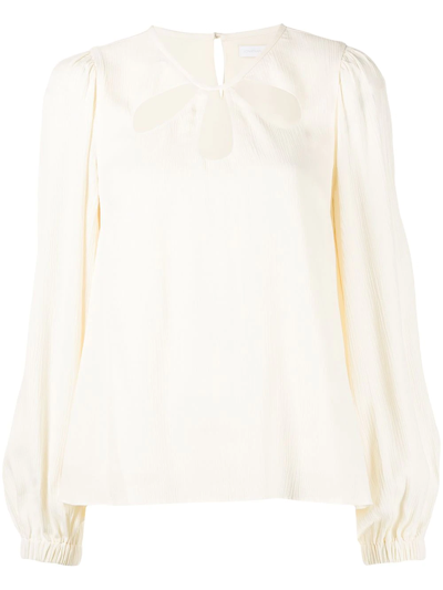 Jonathan Simkhai Louie Crinkle Cut-out Top In Neutrals