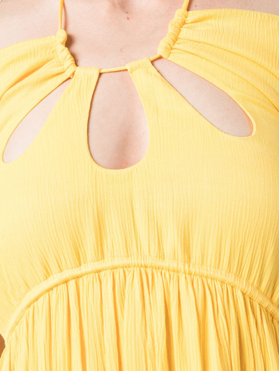 Shop Jonathan Simkhai Lina Tiered Pleated Maxi Dress In Yellow