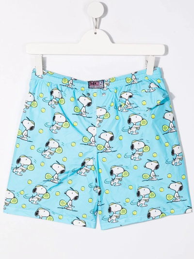 Shop Mc2 Saint Barth Teen Snoopy-print Swim Shorts In Blue