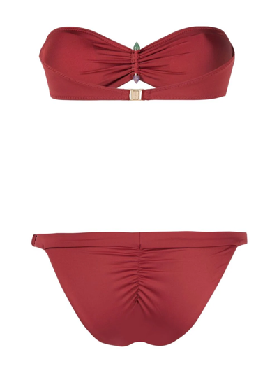 Shop Moeva Pleat-detail Bikini In Red