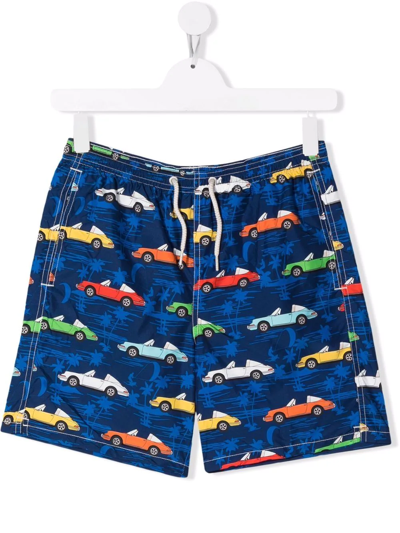Shop Mc2 Saint Barth Car-print Swim Shorts In Blue