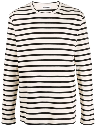 Shop Jil Sander Long-sleeved Striped T-shirt In Neutrals